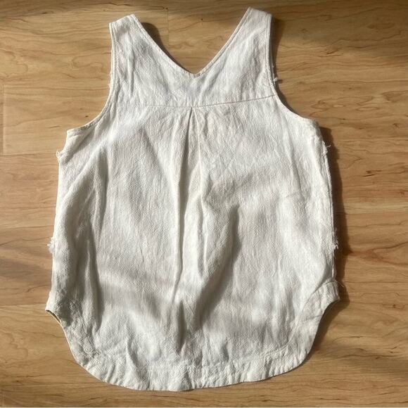 |Anthropologie| HD in Paris Cream & Mustard Asymmetrical Linen/Cotton Blend Top - Picture 4 of 8